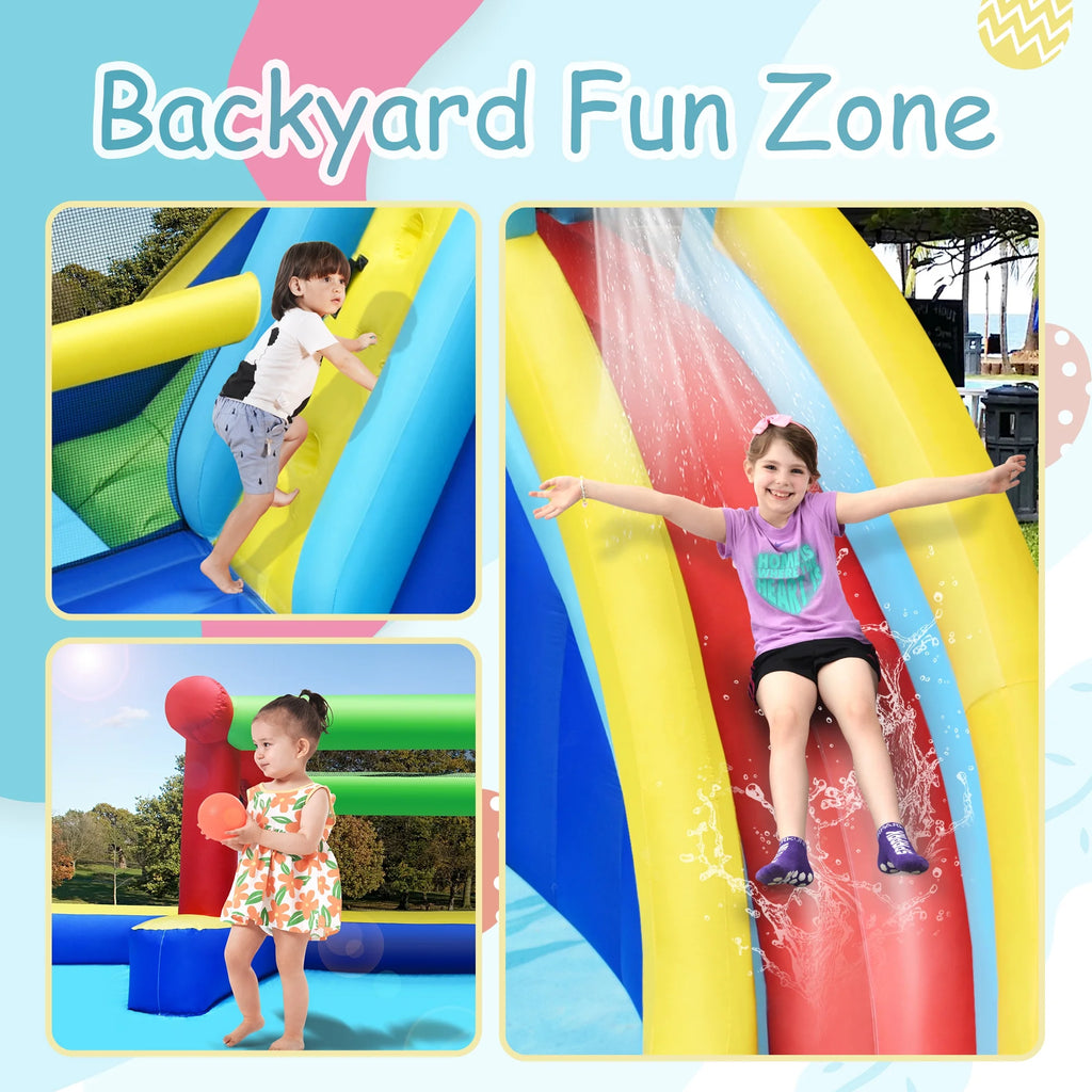 Inflatable Water Slide Park with Climbing Wall and Splash Pool C103