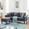 Dark Gray Polyester Reversible Sofa and Chaise with Ottoman N3007