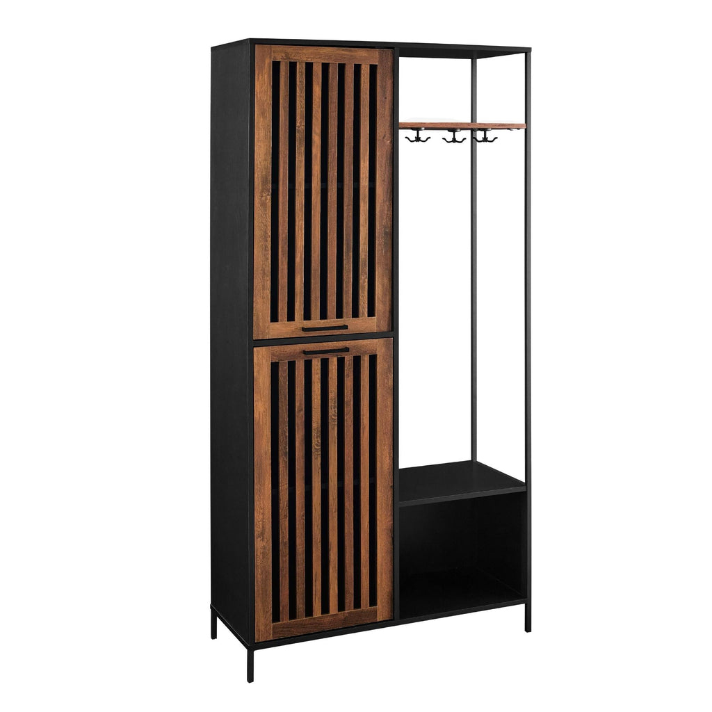 72-Inch Slat Door Hall Tree, Dark Walnut G346