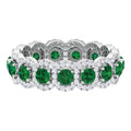 3.25 CT Created Emerald and Zircon Eternity Ring, 925 Sterling Silver, US 4.00 I333