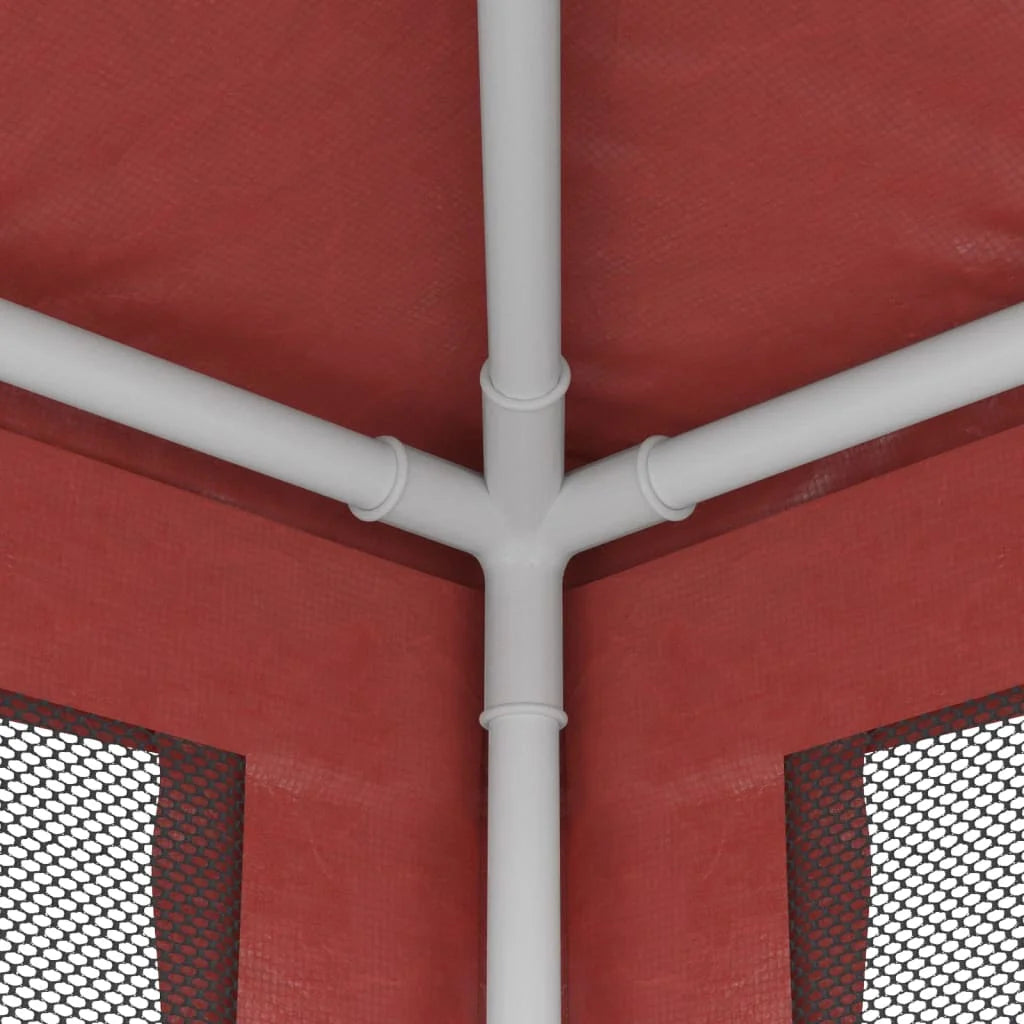 Party Tent with 4 Mesh Sidewalls Red 9.8'x9.8' HDPE T239