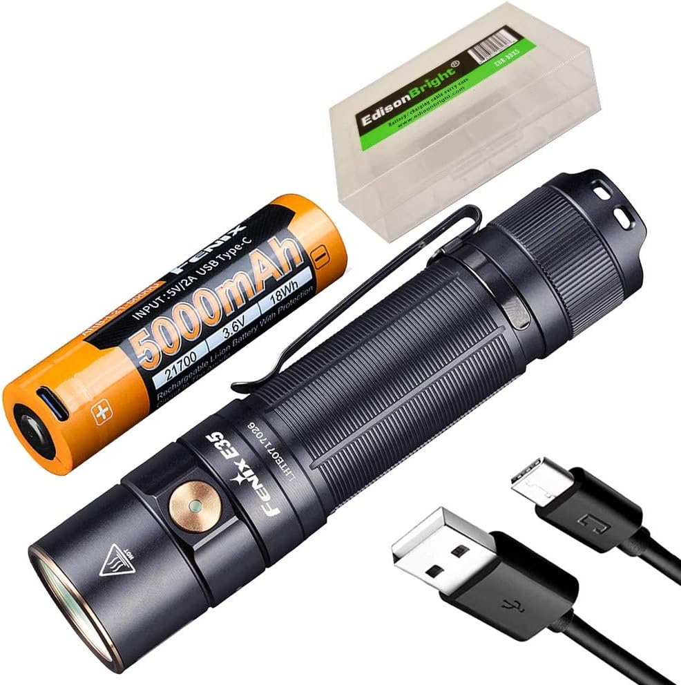 3000 Lumen USB-C Rechargeable LED Flashlight with 5000mAh battery and carrying case bundle O3698