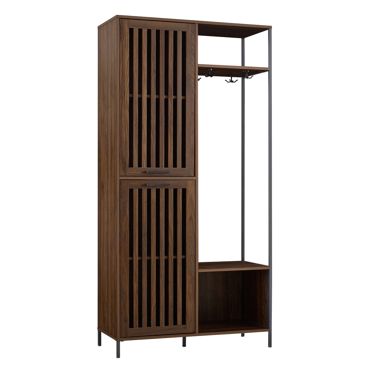 72-Inch Slat Door Hall Tree, Dark Walnut G346