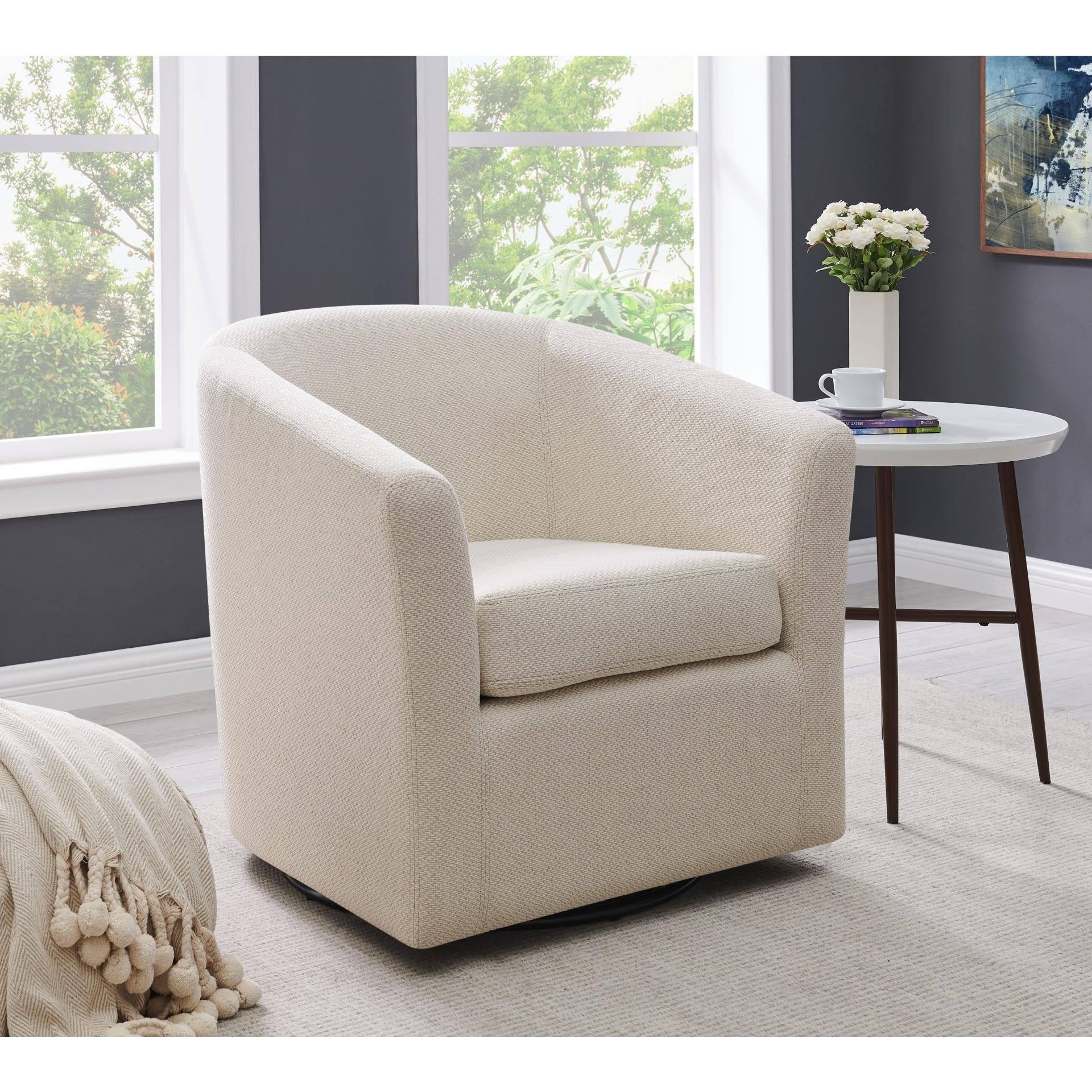 Cream Fabric Swivel Chair O584926