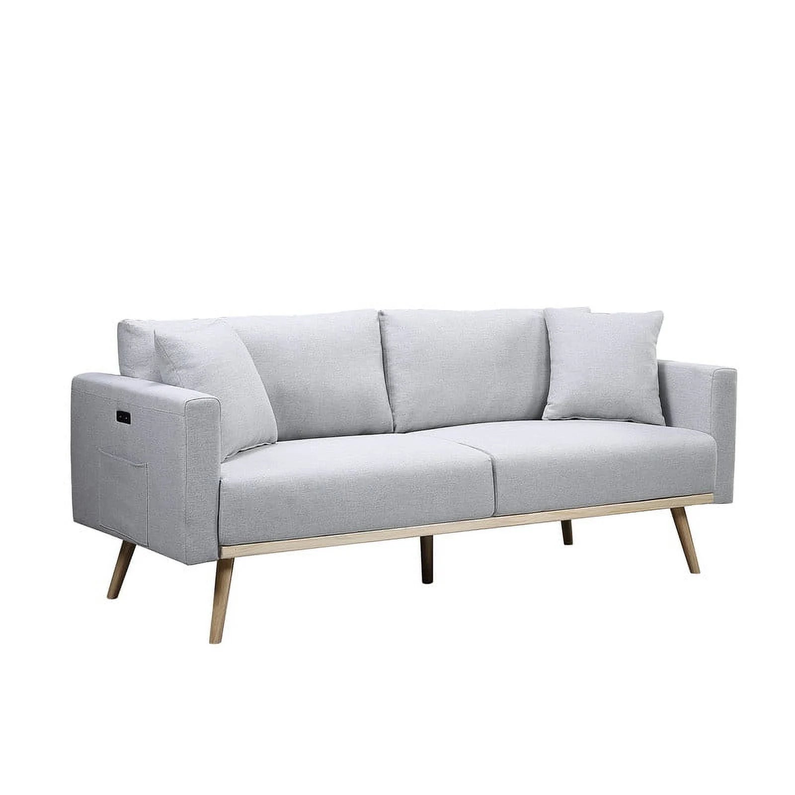 Light Gray Linen Fabric Sofa Loveseat Set H4510