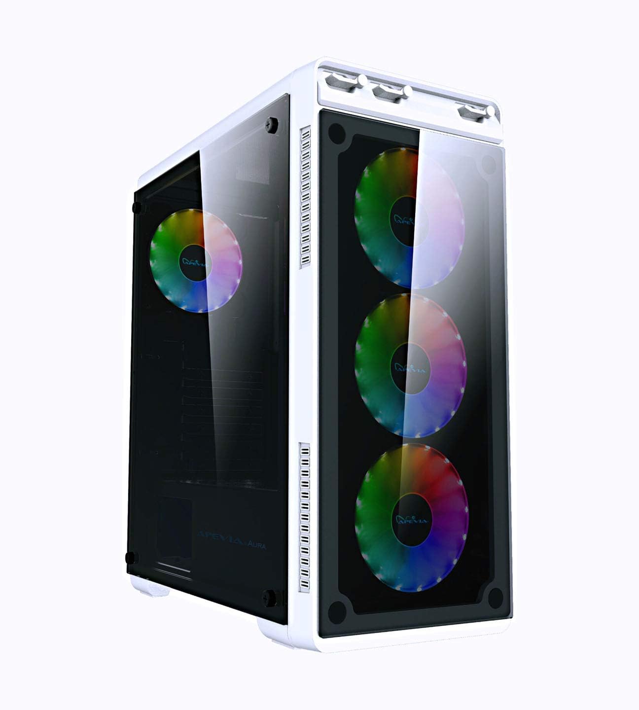 Black Mid Tower Gaming Case with 2 Tempered Glass Panels, 4 RGB Fans, Pack of 2 L49221