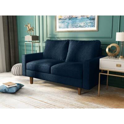 Square Arm Loveseat Dark Blue 100% Polyester J13256