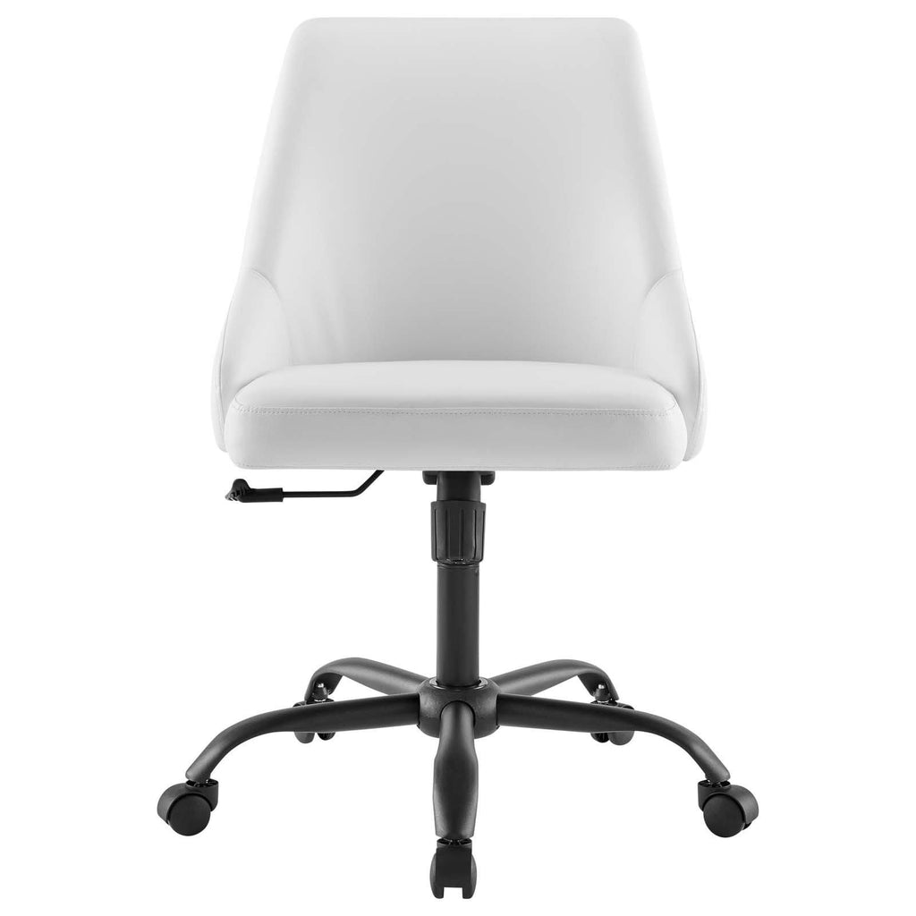 Black White Swivel Vegan Leather Office Chair O23227