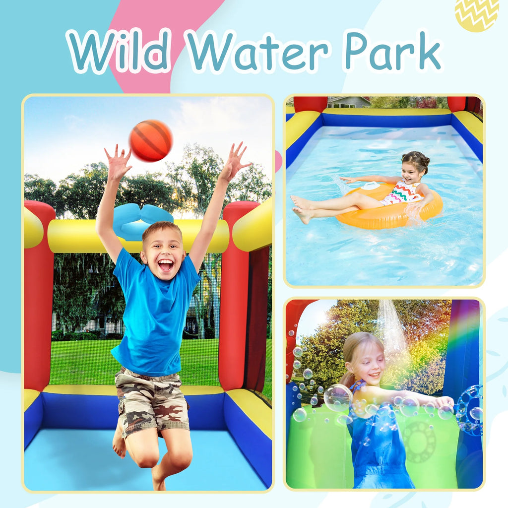 Inflatable Water Slide Park with Climbing Wall and Splash Pool C103