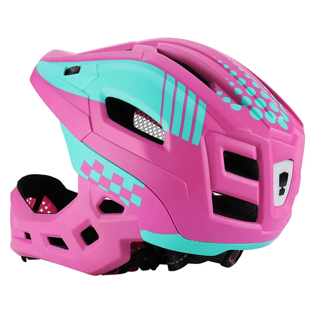 Kid Bike Full Face Helmet with Taillight and Detachable Chin K69414