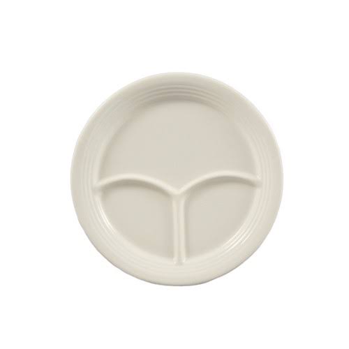 9-1/2-Inch American White Stoneware Round Plate with 3 Compartments, Box of 24 C57030