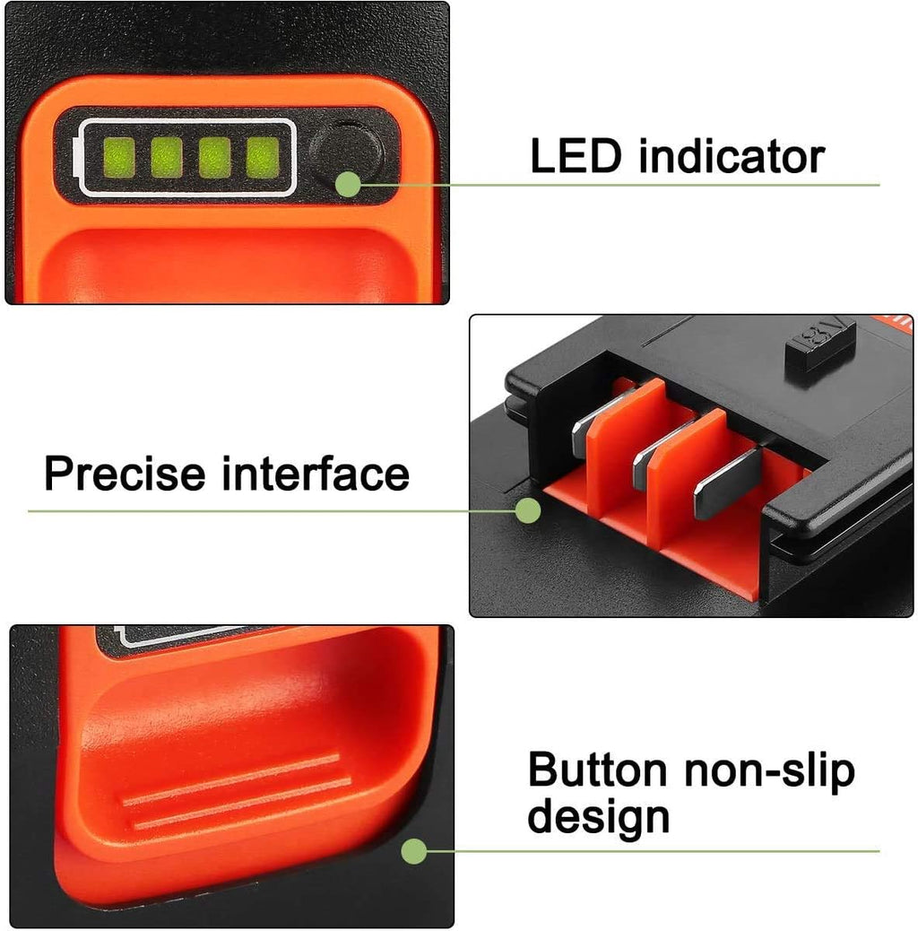 2 Pack 4.0Ah Lithium Battery for Black and Decker 18V Firestorm Battery, Charger Included W957771