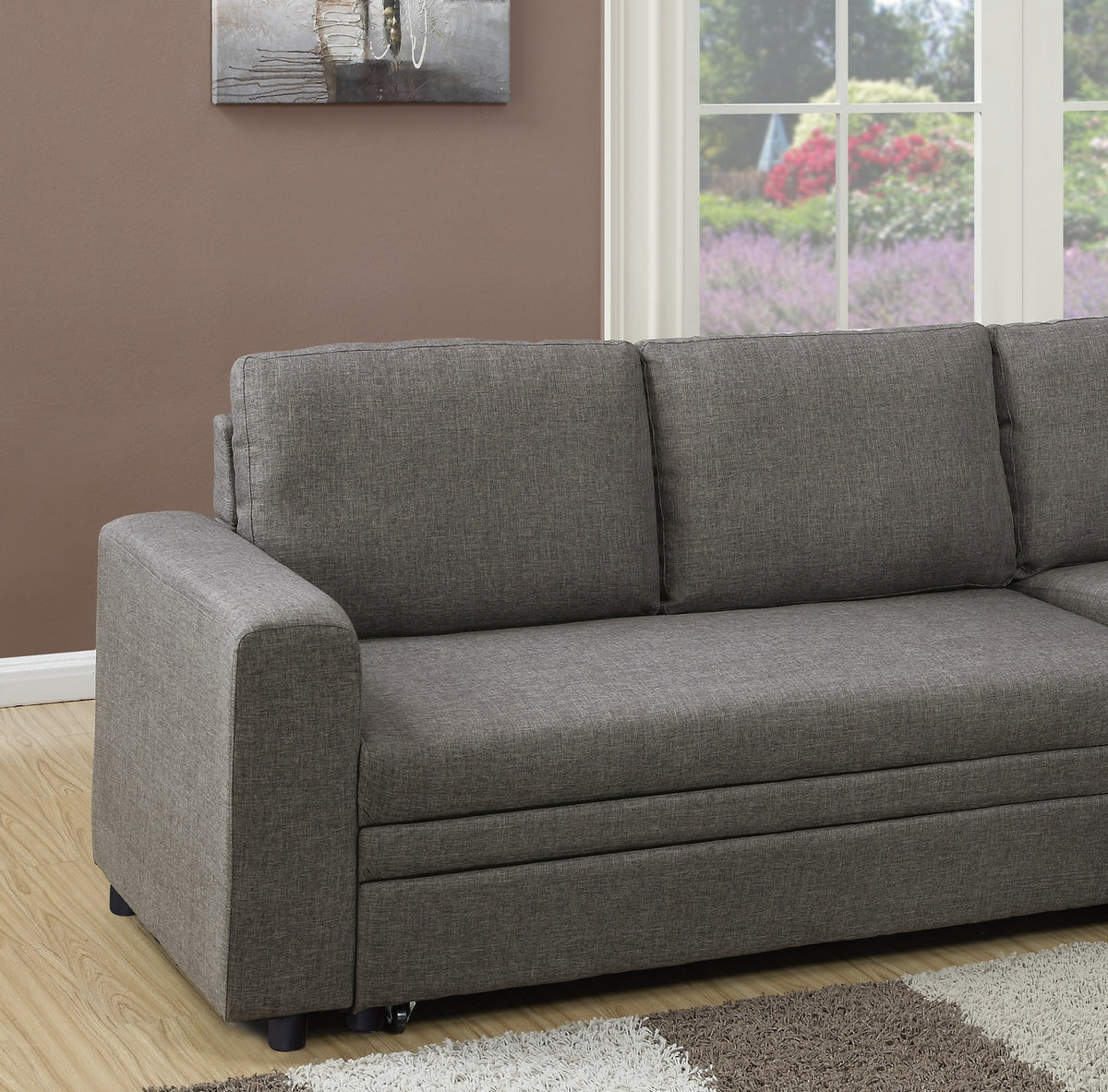Convertible Sectional Sofa Pull out Bed Couch Storage Chaise C106