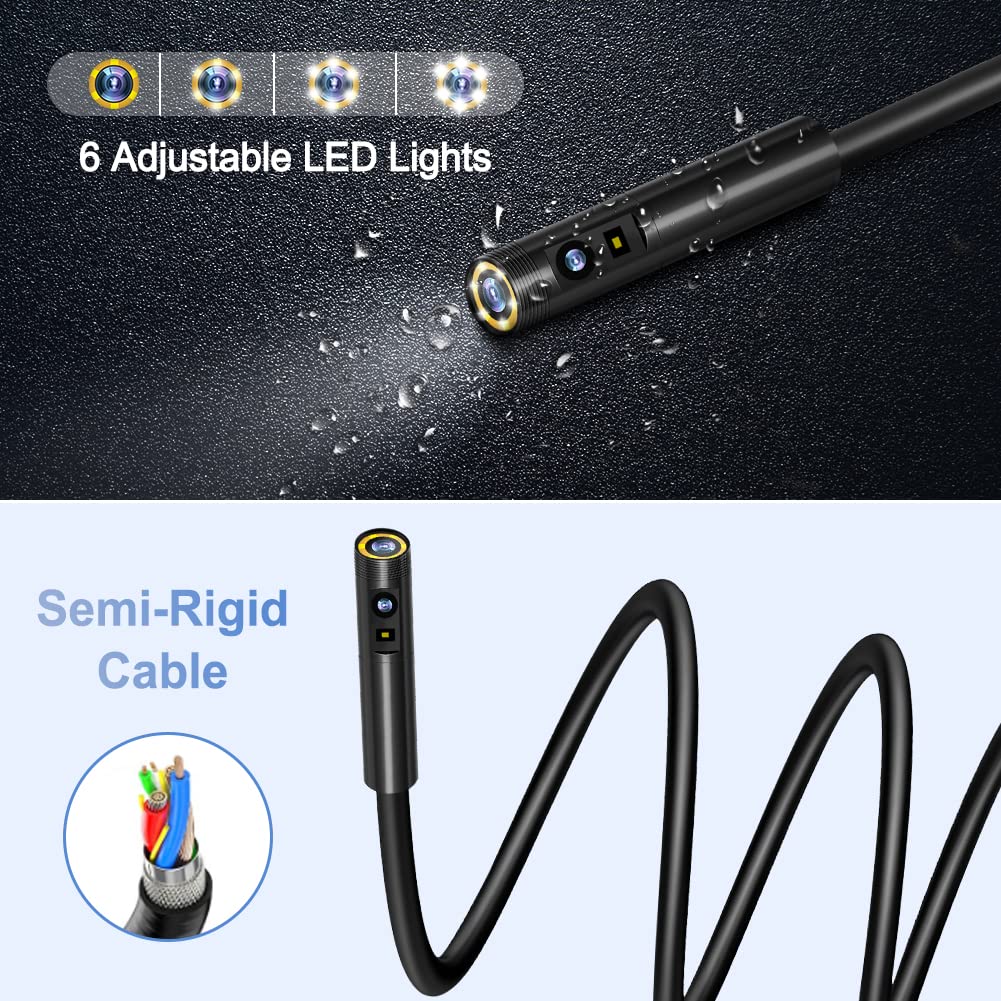 5 Inch Dual Lens Endoscope Camera with 16.5FT Semi-Rigid Cable and 32GB SD Card G5766