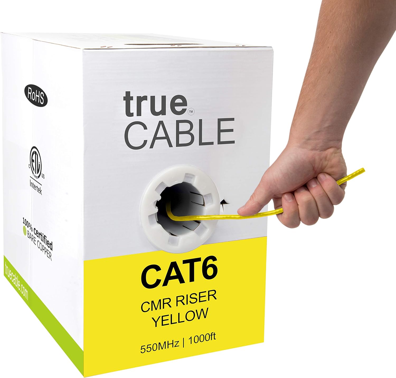 1000ft Black 23AWG 4 Pair Solid Bare Copper Bulk Ethernet Cable Y320302