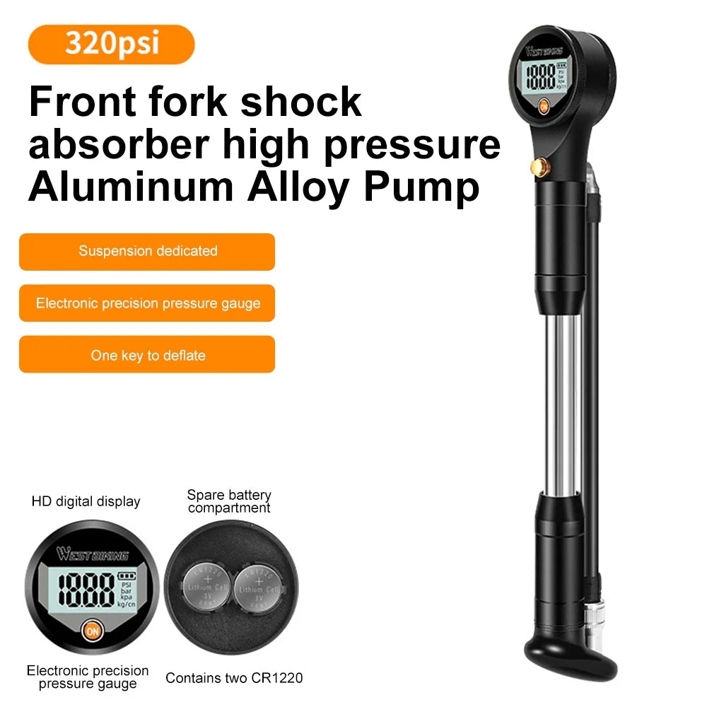320PSI High Pressure Bike Air Shock Pump with Digital Gauge Q5804