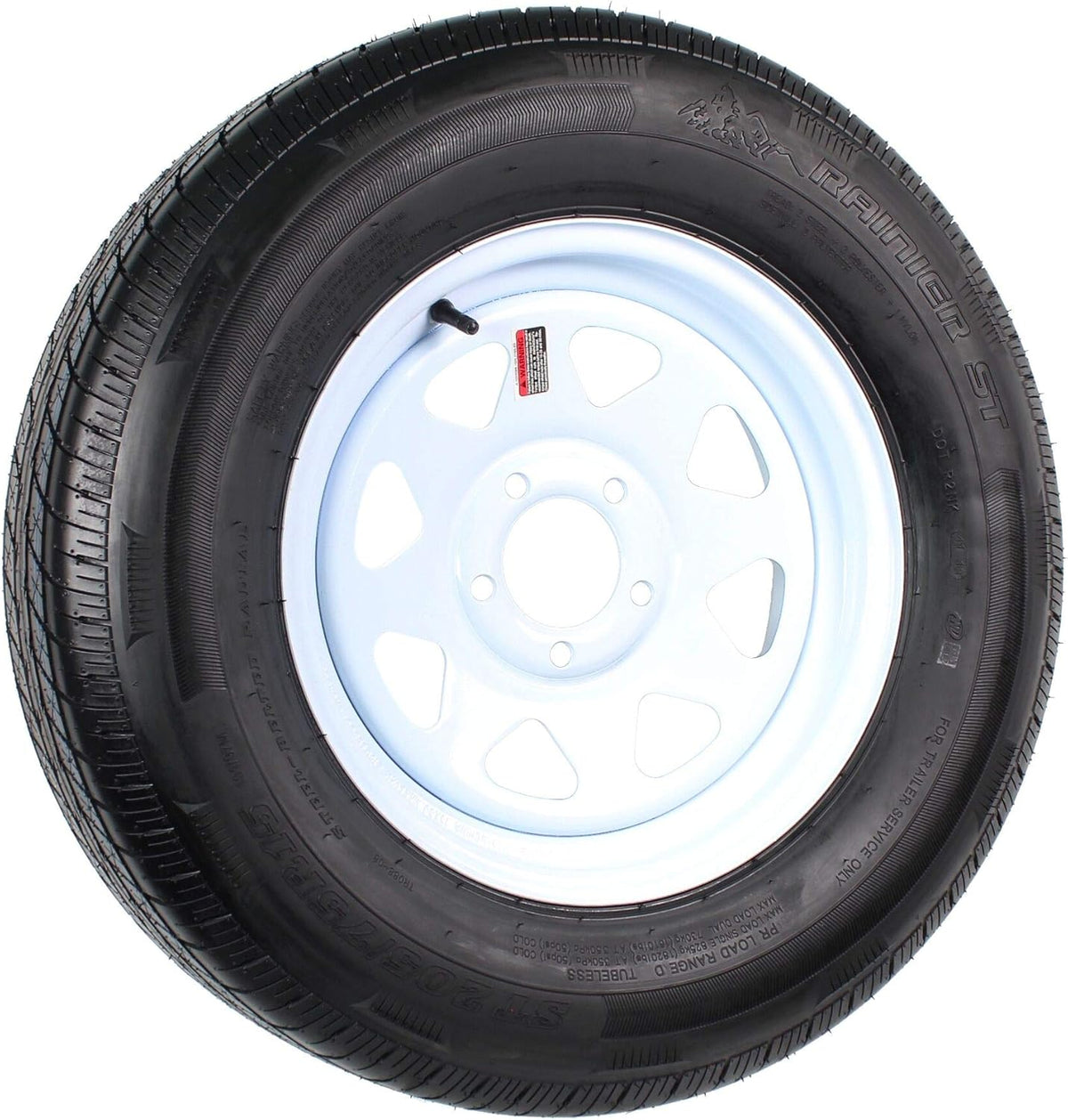 Radial Trailer Tire and Rim ST205/75R15 LRD 15X5 5-4.5 White Spoke Wheel Q393