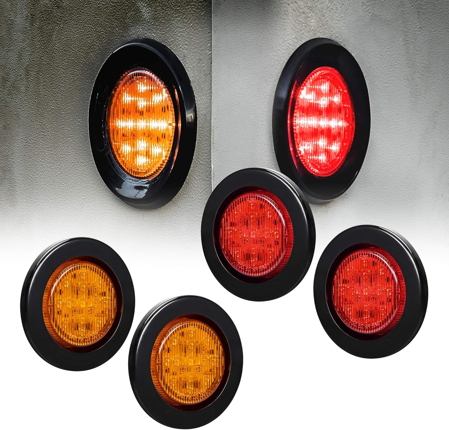 8pc 2.5" Amber Round Trailer LED Clearance Marker Lights Waterproof IP67 S36256