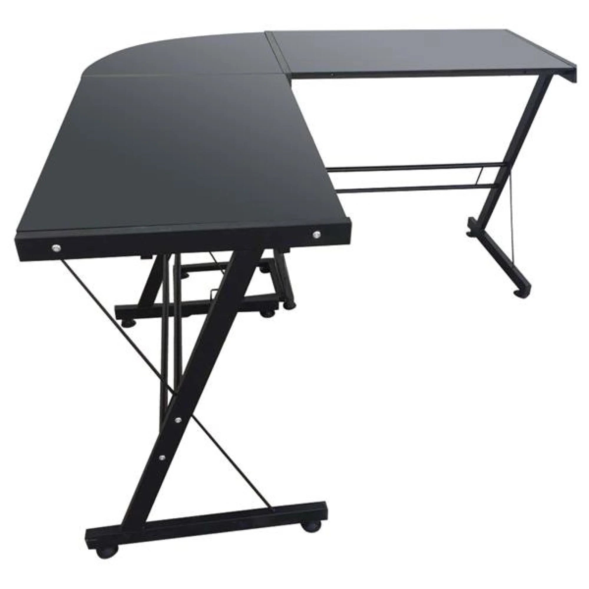 L-Shaped Corner Computer Game Desk with Removable Keyboard Tray D488