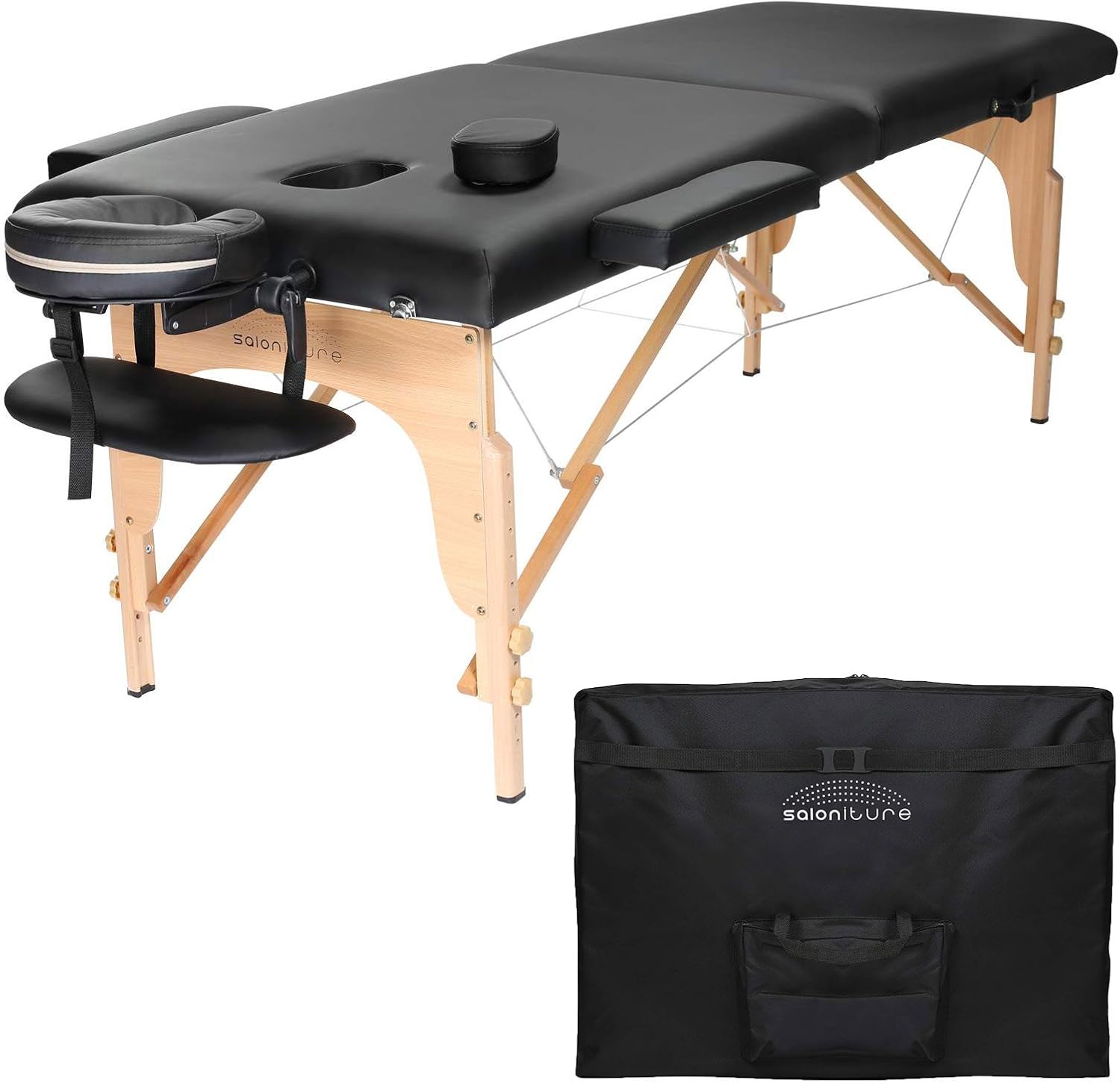 Black Portable Folding Massage Table with Carrying Case Y414728