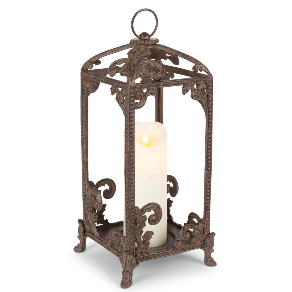Tall Brown Metal Lantern O6364