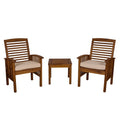 3PC Acacia Wood Patio Chairs and Side Table Espresso Brown G887516