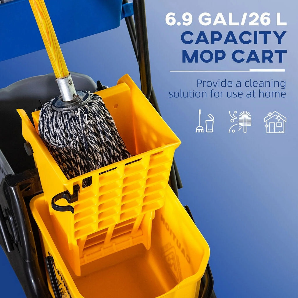 Wringer Bucket Cart with Side Press Wringer and Mop Holder J691973