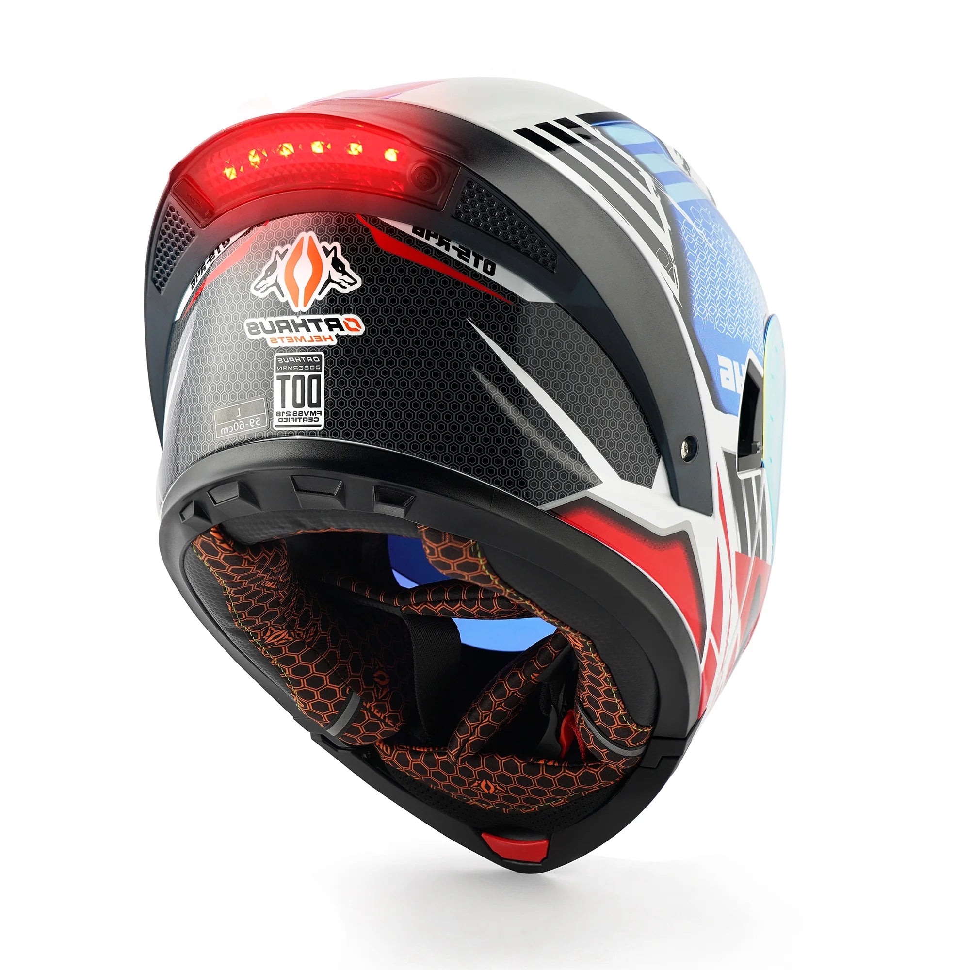 DOT Approved Full Face Motorcycle Helmet with LED Spoiler D45550