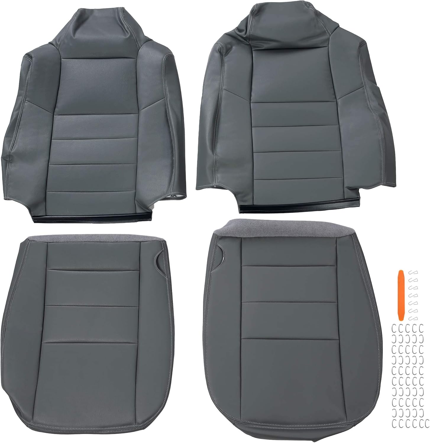 Faux Leather Seat Covers Sets Medium Flint Gray V938238