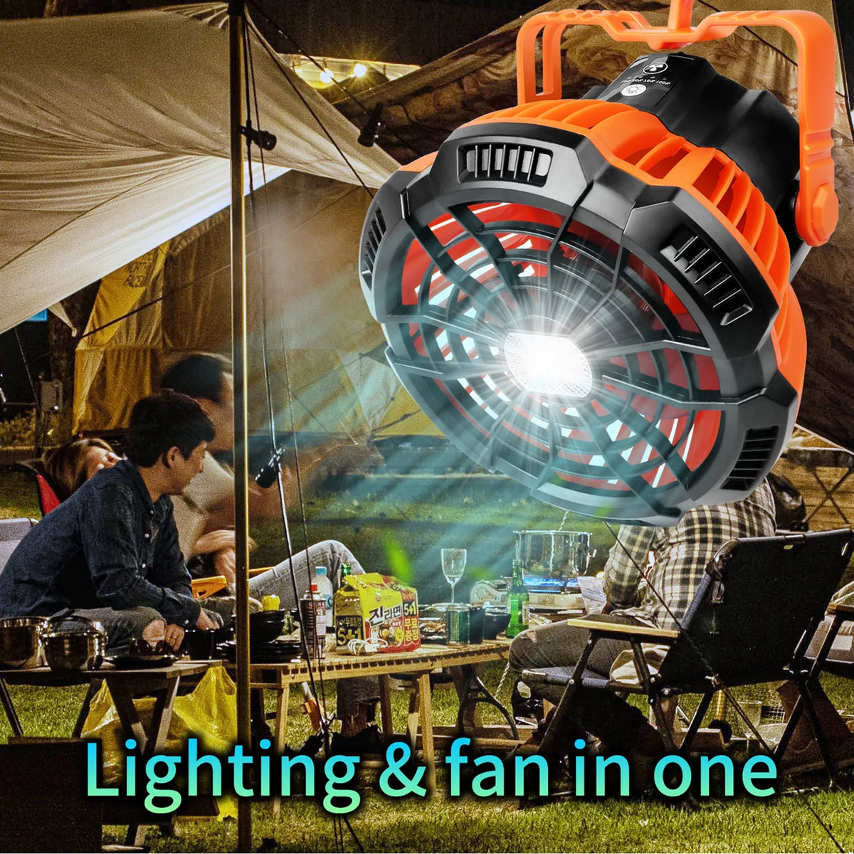 2-in-1 Camping Fan Lantern Power Bank B89840