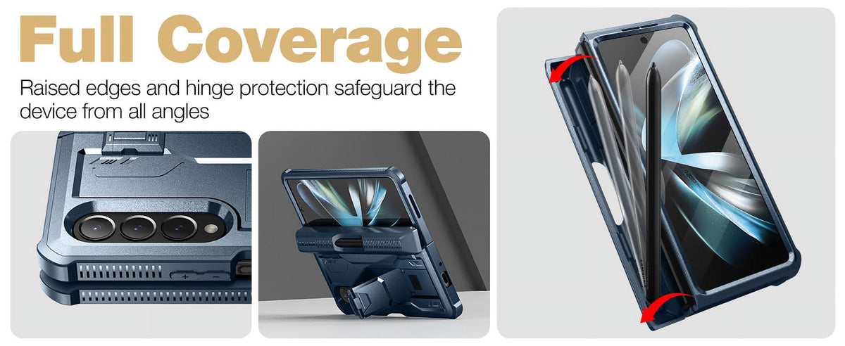 Navy Blue Full Body Shockproof Rugged Case with Built-in Screen Protector & Kickstand & S Pen Slot P911