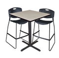 Square Cafe Table Maple & 2 Stack Stools Black V10487
