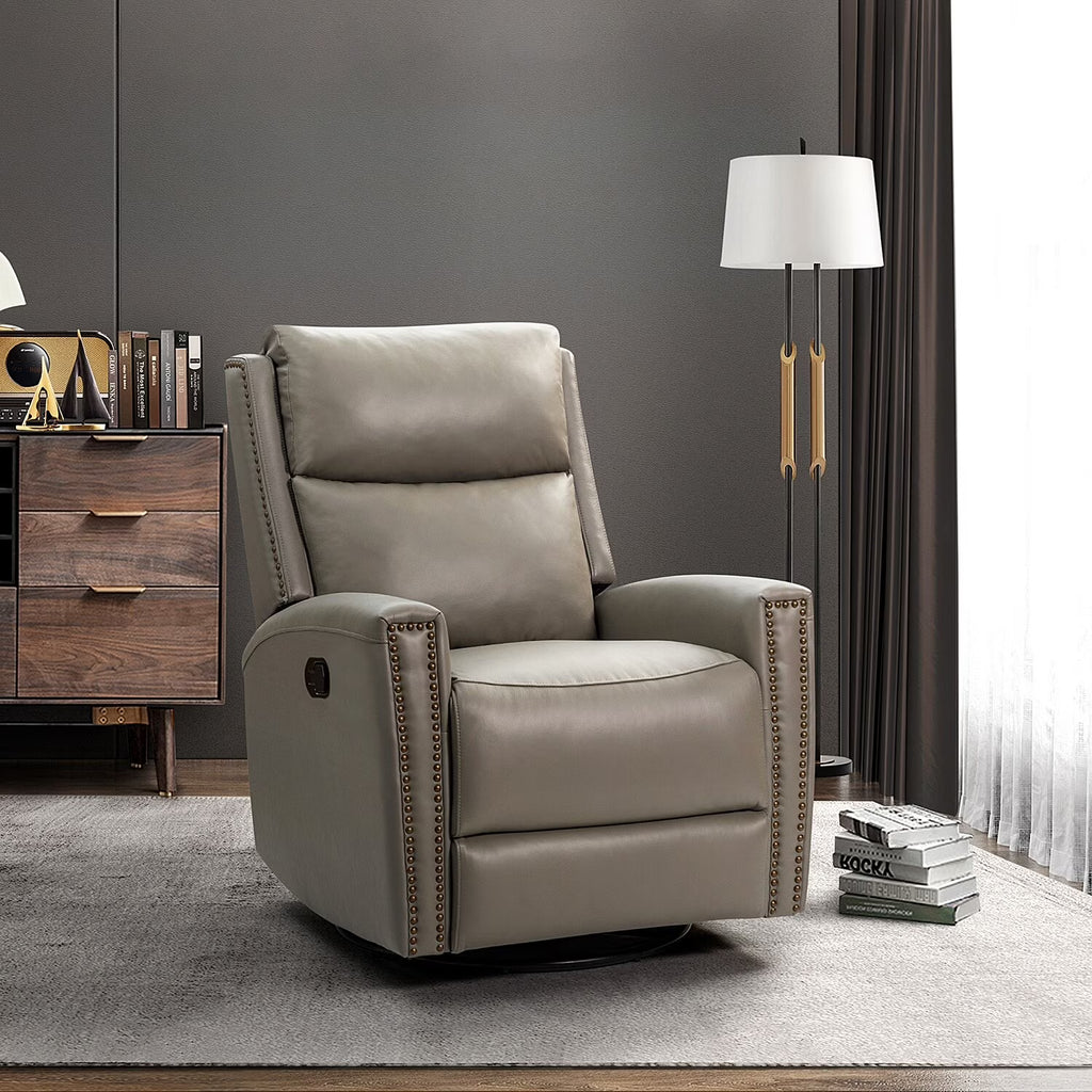 Genuine Leather Wingback Swivel Rocker Recliner Q4244