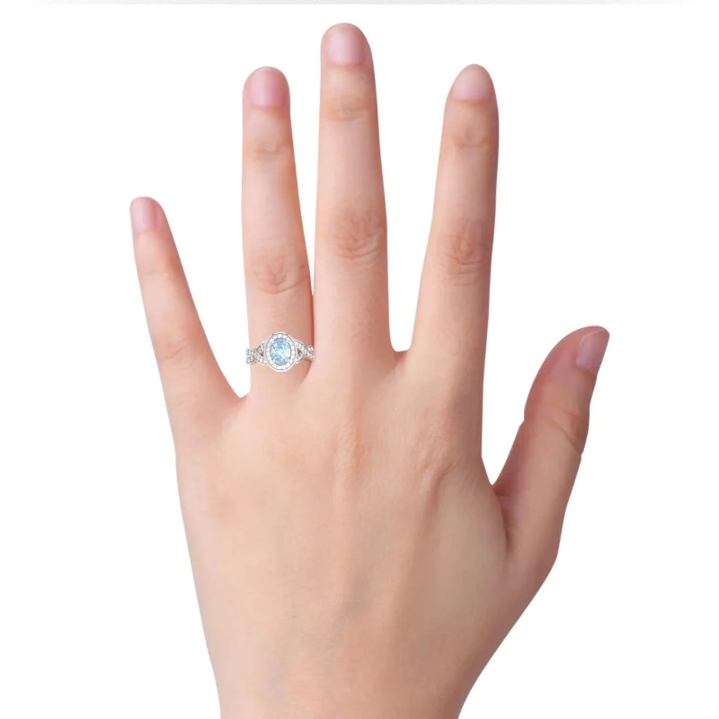 14k White Gold Aquamarine Diamond Engagement Ring N198601