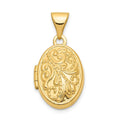 11mm 10k Yellow Gold Beaded Scroll Oval Photo Locket Pendant Necklace H1912