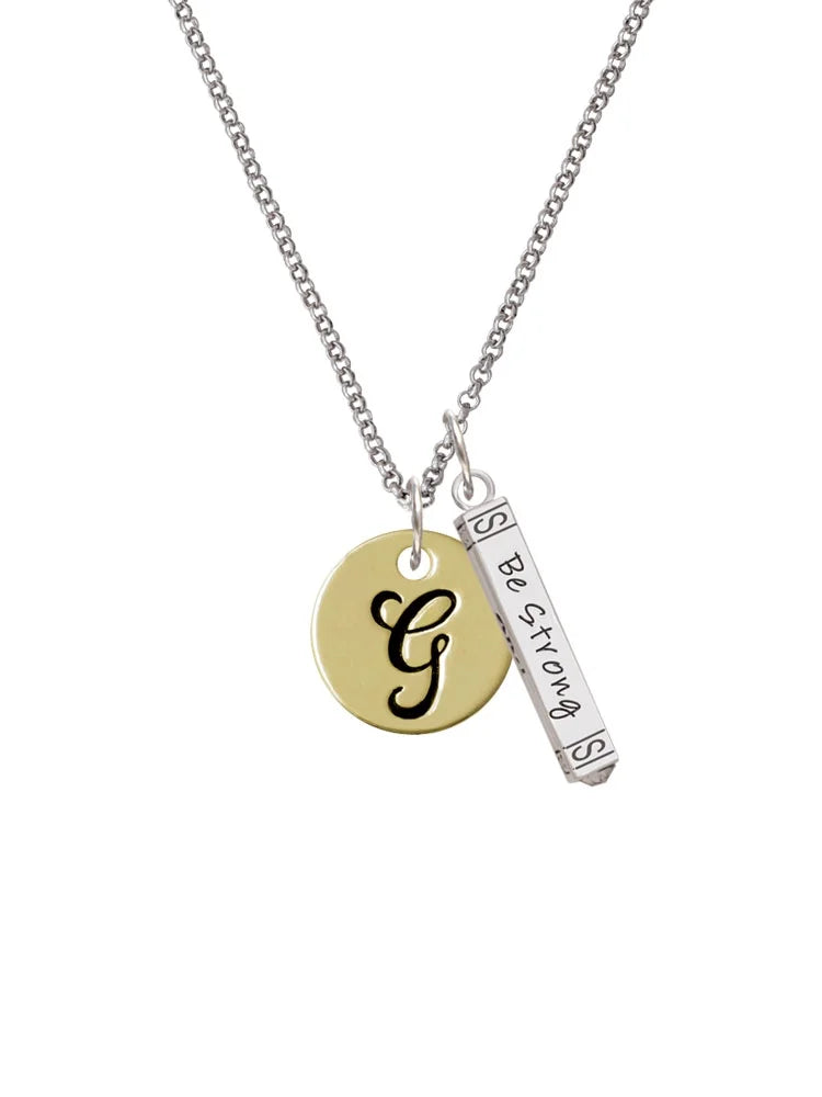 Goldtone Disc Letter G Bar Charm Necklace, 23" I4586