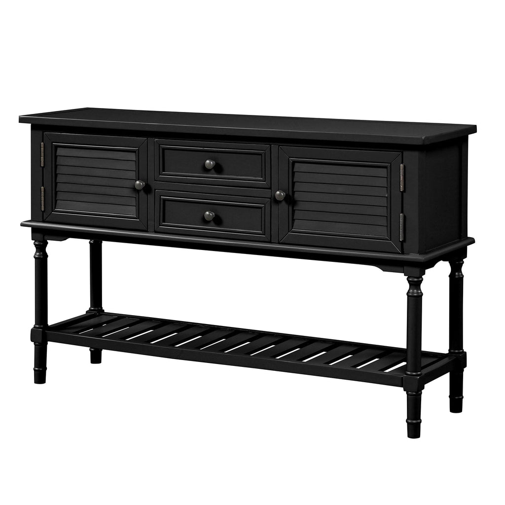 Black Navy Blue Console Table with 2 Drawer Cabinet Shelf B69863