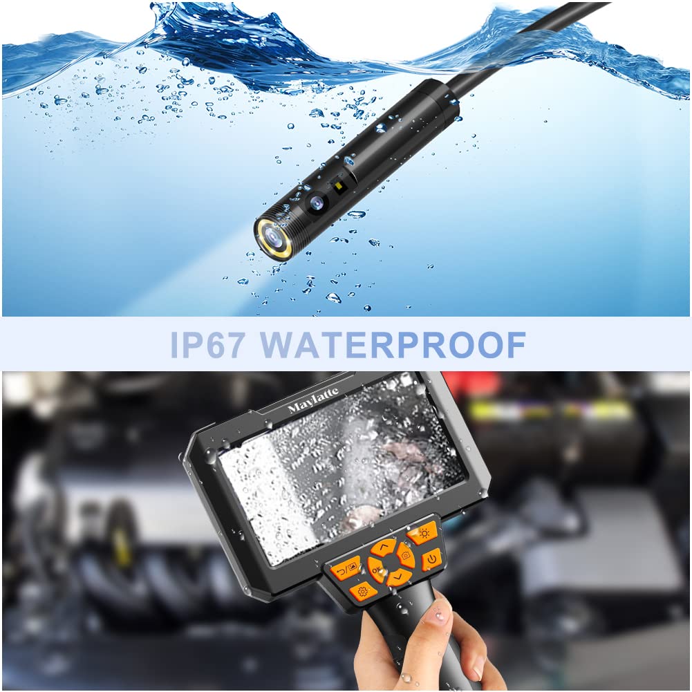 5 Inch Dual Lens Endoscope Camera with 16.5FT Semi-Rigid Cable and 32GB SD Card G5766