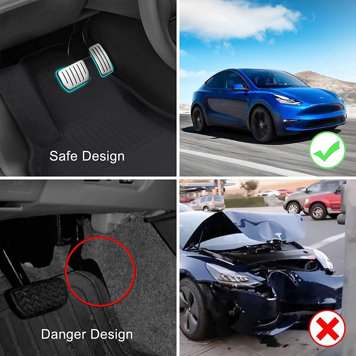 All-Weather Floor Mats for Tesla Model Y 2021, Black E723700