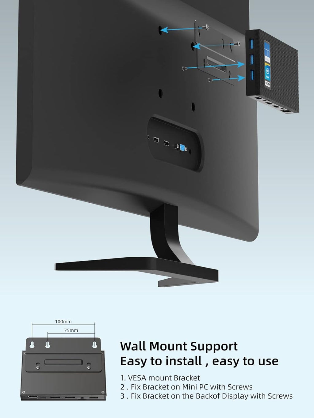 Fanless Mini PC 8G 256GB 4K Dual HDMI Gigabit Ethernet D457381