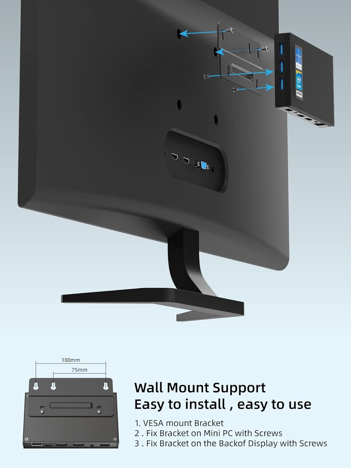 Fanless Mini PC 8G 256GB 4K Dual HDMI Gigabit Ethernet D457381