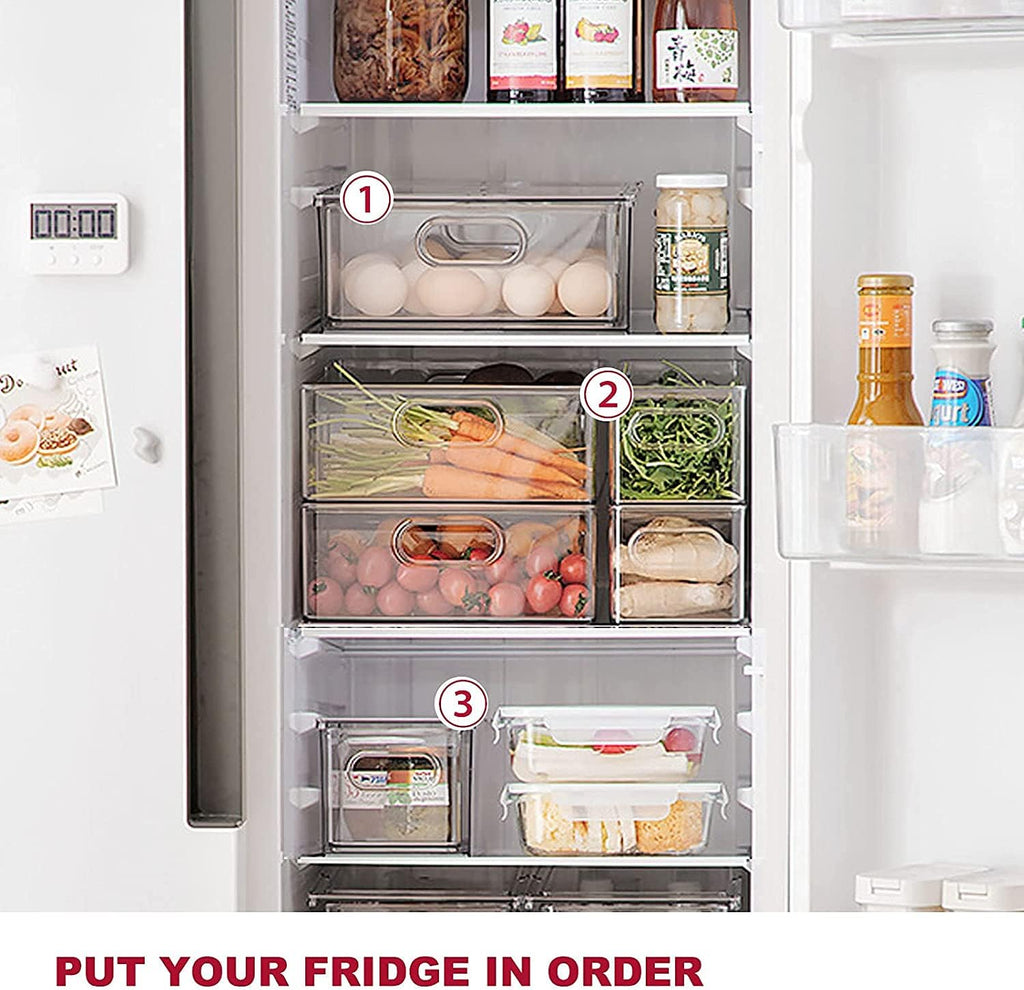 3 Pack Refrigerator Organizer Bins with Pull-out Drawer V449