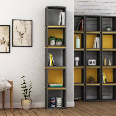 Geometric Bookcase Anthracite/Mustard L6203