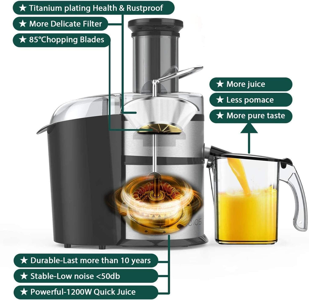 Centrifugal Juicer Machine with Extra Large 3inch Feed Chute, 1200W, BPA-Free D7962