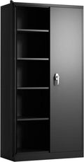 Grey Metal Storage Cabinet with 2 Locking Doors and 2 Adjustable Shelves B865