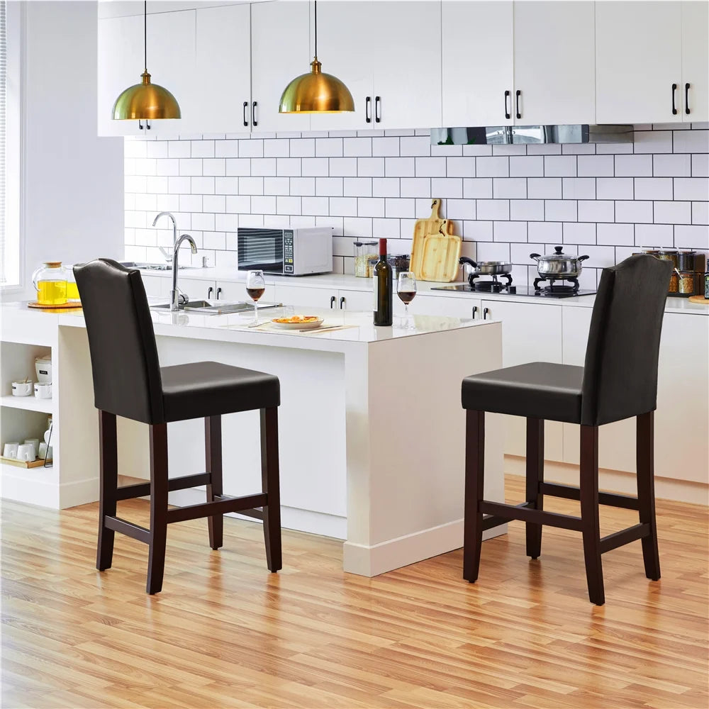 Brown Faux Leather Counter Bar Stools P13016