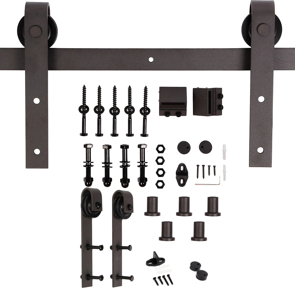 French Gray/Carbon Gray Knotty Pine Wood Sliding Barn Door With Installation Hardware Kit X68364