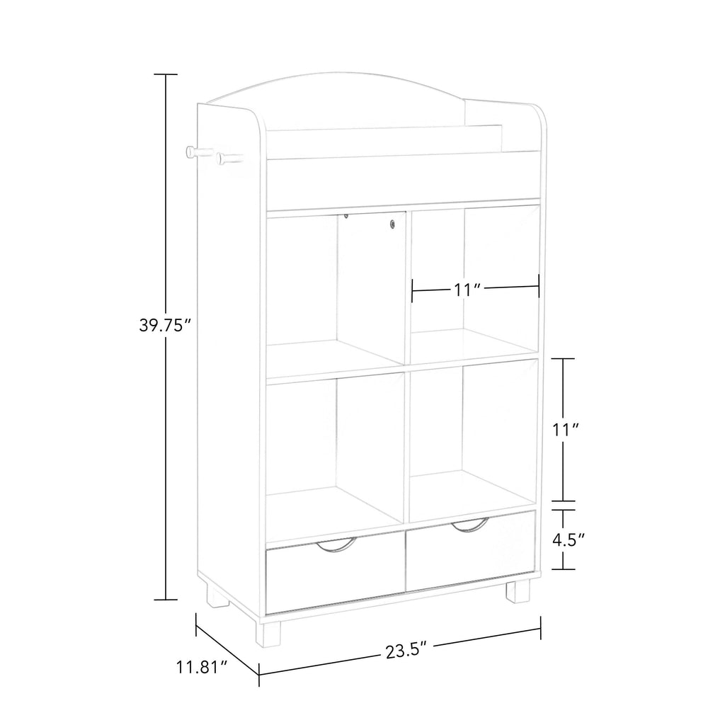 White Kids Cubby Storage Cabinet with Bookrack G5405
