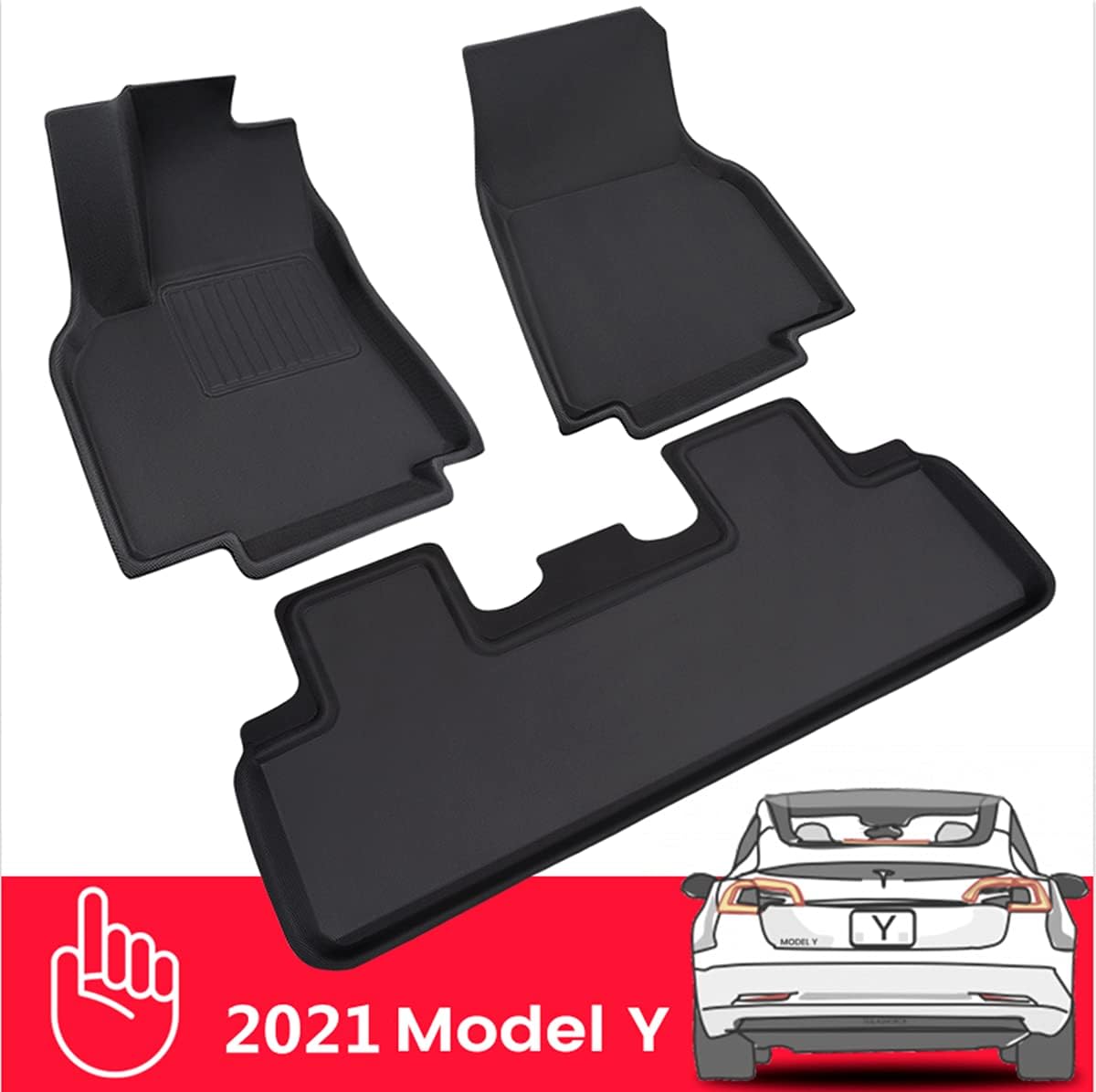 All-Weather Floor Mats for Tesla Model Y 2021, Black E723700