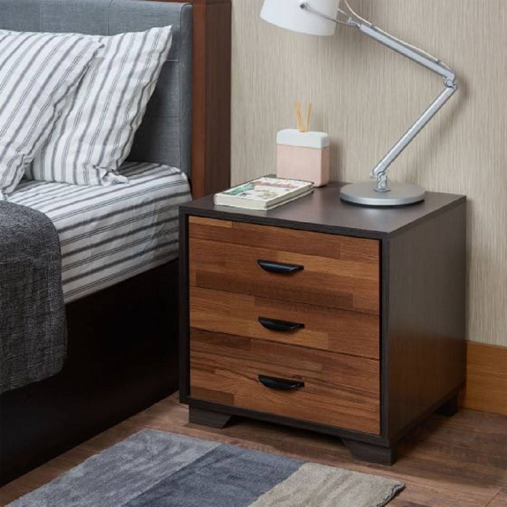 Walnut Espresso 3-Drawer Night Table V2680